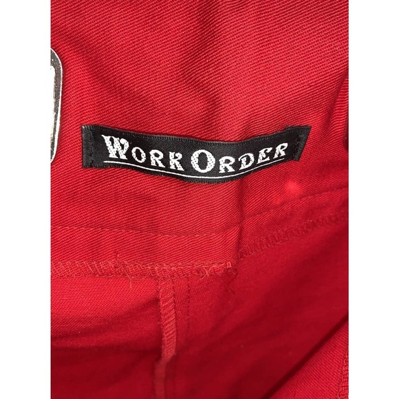 Work Order Capri Pants Red W/Silver Tone Metal Waist Detail Side Zip Size 12 EUC - Picture 10 of 11